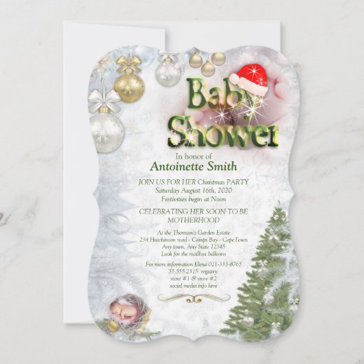 Kerstfeest Baby shower Kaart (Voorkant)