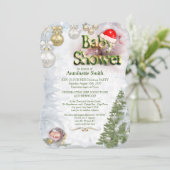 Kerstfeest Baby shower Kaart (Staand voorkant)