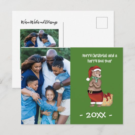 Kerstfeest Beer Briefkaart (Voorkant / Achterkant)