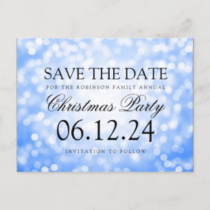 Kerstfeest Bewaar de datum Blue Glitter Lights Aankondigingskaart