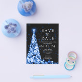 Kerstfeest Bewaar de datum Glam Blue Invite Flyer (Enkel)