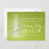 Kerstfeest Bewaar de datum Sparkling Tree Green Aankondigingskaart (Voorkant / Achterkant)