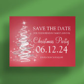 Kerstfeest Bewaar de datum Sparkling Tree Red Aankondigingskaart