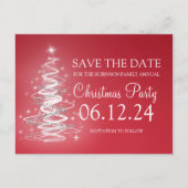 Kerstfeest Bewaar de datum Sparkling Tree Red Aankondigingskaart (Voorkant)