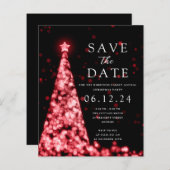 Kerstfeest Bewaar de datumboom Red Invite (Voorkant / Achterkant)