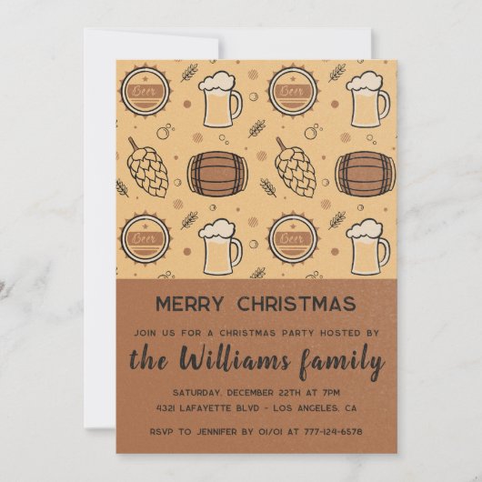 Kerstfeest bier Drink rustiek Kaart (Voorkant)