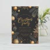 Kerstfeest Black and Gold Baubles Kaart (Staand voorkant)