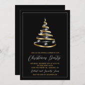 Kerstfeest Black Gold Tree uitnodiging (Voorkant / Achterkant)