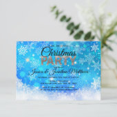 KERSTFEEST Blauw Witte Sneeuwvlokken Sneeuwglitter Kaart (Staand voorkant)