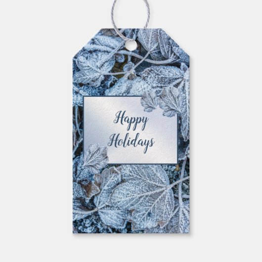 Kerstfeest Blauwe Blauwe Blauwblaasjes sneeuwwinte Cadeaulabel (Voorkant)