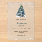 Kerstfeest boom sneeuw hand-getrokken frosted acryl uitnodigingen (Voorkant)