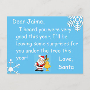 Kerstfeest Briefkaart van de Kerstman naar een kin