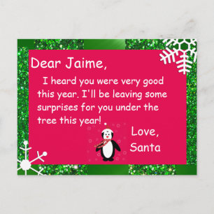 Kerstfeest Briefkaart van de Kerstman naar een kin