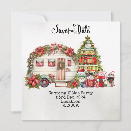 Kerstfeest Camping Feestdagenkaart (Voorkant)