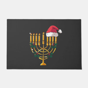 Kerstfeest Chanoeka Joodse Kerstman Menorah Deurmat