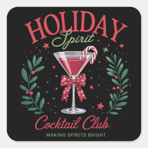 Kerstfeest Cocktail Club Kerstfeest Vierkante Sticker