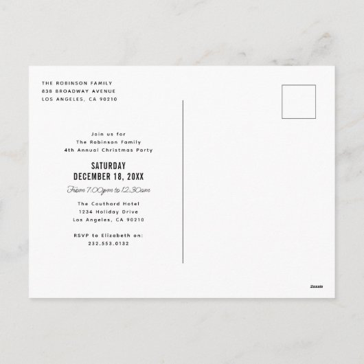 Kerstfeest Cocktail Kerstfeest Partij Save The Dat Feestdagenkaart (Achterkant)