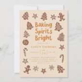 Kerstfeest Cookie Exchange Gele Uitnodiging (Voorkant)