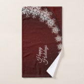 Kerstfeest Crystal Snowflakes Red Rustic Bad Handdoek (Handdoek)