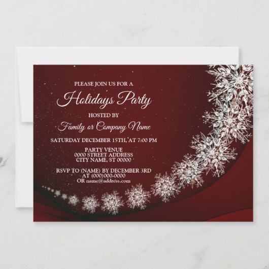 Kerstfeest Crystal Snowflakes Red Rustic Kaart (Voorkant)