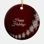 Kerstfeest Crystal Snowflakes Red Rustic Keramisch Ornament (Voorkant)