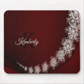 Kerstfeest Crystal Snowflakes Red Rustic Muismat (Voorkant)