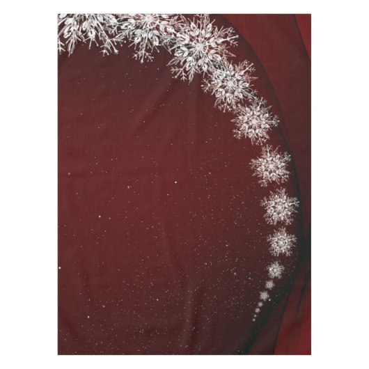 Kerstfeest Crystal Snowflakes Red Rustic Tafelkleed (Voorkant)