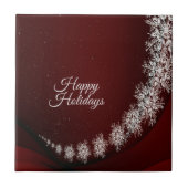 Kerstfeest Crystal Snowflakes Red Rustic Tegeltje (Voorkant)