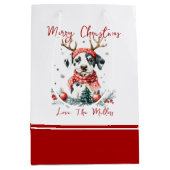 Kerstfeest Dalmatische puppy Medium Cadeauzakje (Voorkant)