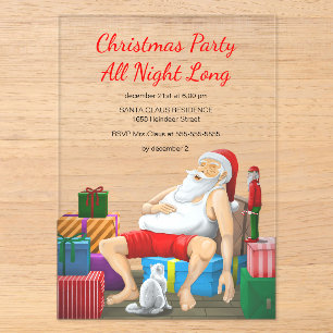 Kerstfeest de hele nacht acryl uitnodigingen