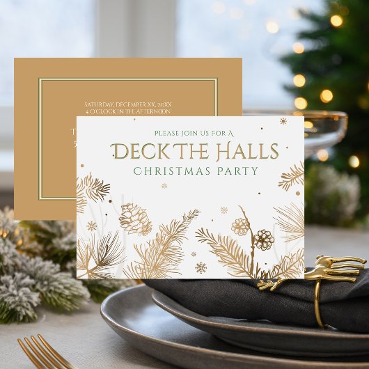 Kerstfeest - Deck The Halls - Goud Kaart