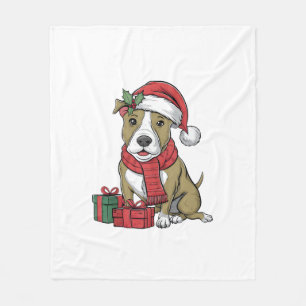 Kerstfeest decoratie Amerikaanse Pitbull Terrier h Fleece Deken