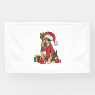 Kerstfeest Decoratie Santa Irish Terrier Hond Chri Spandoek