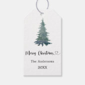 Kerstfeest dennenboom eenvoudig script cadeaulabel (Voorkant)