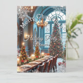 Kerstfeest Diner Blauwe rode boom Kaart (Staand voorkant)