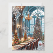 Kerstfeest Diner Blauwe rode boom Kaart (Voorkant)