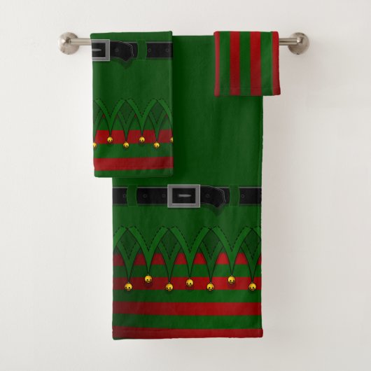 Kerstfeest Elf Bath Towel sets Holiday Elf Towels Bad Handdoek (Insitu)