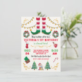 Kerstfeest Elf Birthday Kaart (Staand voorkant)