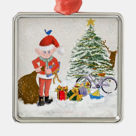 Kerstfeest Elf Ornament (Voorkant)
