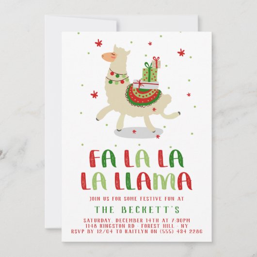 Kerstfeest feestdag in Llama Kaart (Voorkant)