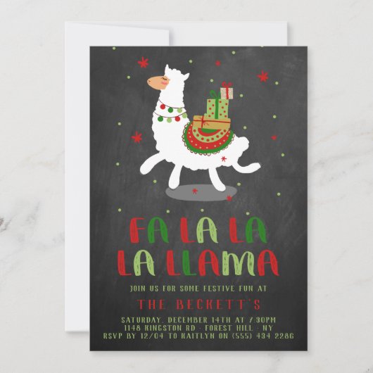 Kerstfeest feestdag in Llama Kaart (Voorkant)