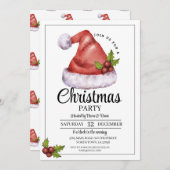 Kerstfeest Feestelijke kerstman hoed Uitnodiging (Voorkant / Achterkant)
