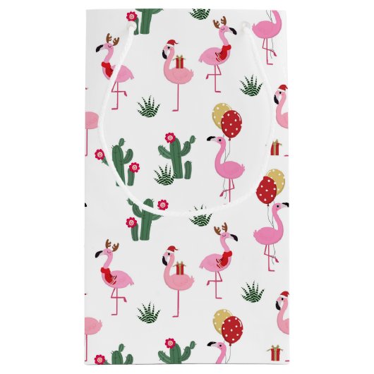 Kerstfeest Flamingo | FEESTDAGEN Klein Cadeauzakje (Achterkant)