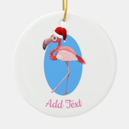 Kerstfeest Flamingo. Keramisch Ornament