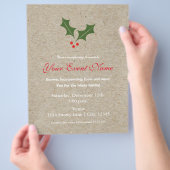 Kerstfeest Flyer Poster met Hulstbes (Hand)