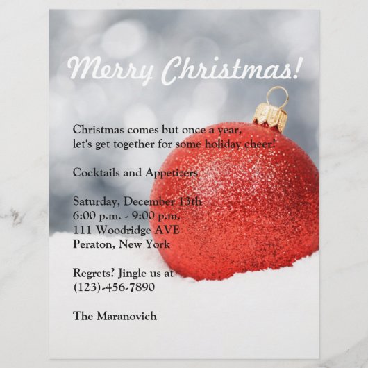Kerstfeest Flyer Uitnodiging (Voorkant)