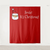 Kerstfeest Foto Booth Backdrop Smile Santa Wandkleed (Voorkant)