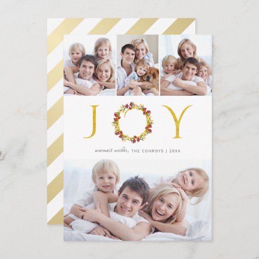 Kerstfeest Foto Collage Gold Faux Foil Holiday Feestdagenkaart (Voorkant / Achterkant)