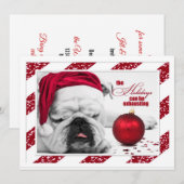 Kerstfeest Funny Bulldog Santa Kaart (Voorkant / Achterkant)
