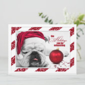 Kerstfeest Funny Bulldog Santa Kaart (Staand voorkant)